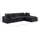  Manufacturer Color_Black -- Comfy 119" Black Linen Textured Fabric Upholstered 4 pc Modular Sectional IMAGE 15