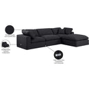  Manufacturer Color_Black -- Comfy 119" Black Linen Textured Fabric Upholstered 4 pc Modular Sectional IMAGE 16