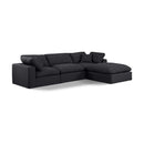  Manufacturer Color_Black -- Comfy 119" Black Linen Textured Fabric Upholstered 4 pc Modular Sectional IMAGE 1