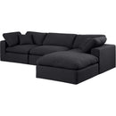  Manufacturer Color_Black -- Comfy 119" Black Linen Textured Fabric Upholstered 4 pc Modular Sectional IMAGE 2