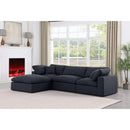  Manufacturer Color_Black -- Comfy 119" Black Linen Textured Fabric Upholstered 4 pc Modular Sectional IMAGE 3