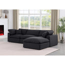  Manufacturer Color_Black -- Comfy 119" Black Linen Textured Fabric Upholstered 4 pc Modular Sectional IMAGE 4
