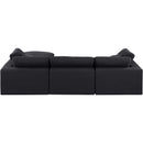  Manufacturer Color_Black -- Comfy 119" Black Linen Textured Fabric Upholstered 4 pc Modular Sectional IMAGE 5