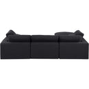  Manufacturer Color_Black -- Comfy 119" Black Linen Textured Fabric Upholstered 4 pc Modular Sectional IMAGE 6