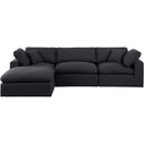  Manufacturer Color_Black -- Comfy 119" Black Linen Textured Fabric Upholstered 4 pc Modular Sectional IMAGE 7