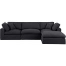  Manufacturer Color_Black -- Comfy 119" Black Linen Textured Fabric Upholstered 4 pc Modular Sectional IMAGE 8