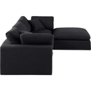  Manufacturer Color_Black -- Comfy 119" Black Linen Textured Fabric Upholstered 4 pc Modular Sectional IMAGE 9