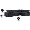  Manufacturer Color_Black -- Comfy 119" Black Linen Textured Fabric Upholstered 4 pc Modular Sectional IMAGE 16