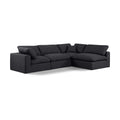  Manufacturer Color_Black -- Comfy 119" Black Linen Textured Fabric Upholstered 4 pc Modular Sectional IMAGE 1