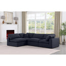  Manufacturer Color_Black -- Comfy 119" Black Linen Textured Fabric Upholstered 4 pc Modular Sectional IMAGE 3