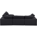 Manufacturer Color_Black -- Comfy 119" Black Linen Textured Fabric Upholstered 4 pc Modular Sectional IMAGE 5