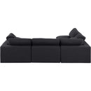  Manufacturer Color_Black -- Comfy 119" Black Linen Textured Fabric Upholstered 4 pc Modular Sectional IMAGE 6