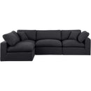  Manufacturer Color_Black -- Comfy 119" Black Linen Textured Fabric Upholstered 4 pc Modular Sectional IMAGE 7