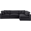  Manufacturer Color_Black -- Comfy 119" Black Linen Textured Fabric Upholstered 4 pc Modular Sectional IMAGE 8