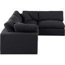  Manufacturer Color_Black -- Comfy 119" Black Linen Textured Fabric Upholstered 4 pc Modular Sectional IMAGE 9