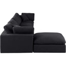  Manufacturer Color_Black -- Comfy 158" Black Linen Textured Fabric Upholstered 5 pc Modular Sectional IMAGE 10