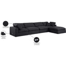  Manufacturer Color_Black -- Comfy 158" Black Linen Textured Fabric Upholstered 5 pc Modular Sectional IMAGE 16