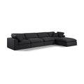  Manufacturer Color_Black -- Comfy 158" Black Linen Textured Fabric Upholstered 5 pc Modular Sectional IMAGE 1