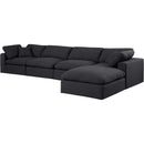  Manufacturer Color_Black -- Comfy 158" Black Linen Textured Fabric Upholstered 5 pc Modular Sectional IMAGE 2