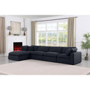  Manufacturer Color_Black -- Comfy 158" Black Linen Textured Fabric Upholstered 5 pc Modular Sectional IMAGE 3