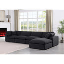  Manufacturer Color_Black -- Comfy 158" Black Linen Textured Fabric Upholstered 5 pc Modular Sectional IMAGE 4