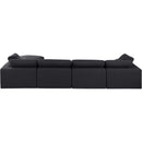  Manufacturer Color_Black -- Comfy 158" Black Linen Textured Fabric Upholstered 5 pc Modular Sectional IMAGE 5