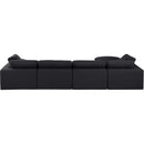  Manufacturer Color_Black -- Comfy 158" Black Linen Textured Fabric Upholstered 5 pc Modular Sectional IMAGE 6