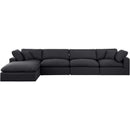  Manufacturer Color_Black -- Comfy 158" Black Linen Textured Fabric Upholstered 5 pc Modular Sectional IMAGE 7