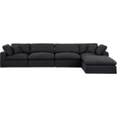  Manufacturer Color_Black -- Comfy 158" Black Linen Textured Fabric Upholstered 5 pc Modular Sectional IMAGE 8