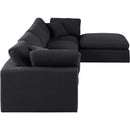  Manufacturer Color_Black -- Comfy 158" Black Linen Textured Fabric Upholstered 5 pc Modular Sectional IMAGE 9