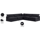  Manufacturer Color_Black -- Comfy 118" Black Linen Textured Fabric Upholstered 5 pc Modular Sectional IMAGE 11