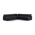  Manufacturer Color_Black -- Comfy 118" Black Linen Textured Fabric Upholstered 5 pc Modular Sectional IMAGE 1