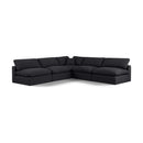  Manufacturer Color_Black -- Comfy 118" Black Linen Textured Fabric Upholstered 5 pc Modular Sectional IMAGE 1