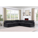  Manufacturer Color_Black -- Comfy 118" Black Linen Textured Fabric Upholstered 5 pc Modular Sectional IMAGE 2
