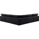  Manufacturer Color_Black -- Comfy 118" Black Linen Textured Fabric Upholstered 5 pc Modular Sectional IMAGE 3