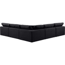 Meridian Comfy Black Linen Textured Fabric Modular Sectional IMAGE 3