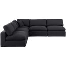  Manufacturer Color_Black -- Comfy 118" Black Linen Textured Fabric Upholstered 5 pc Modular Sectional IMAGE 4