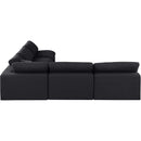  Manufacturer Color_Black -- Comfy 118" Black Linen Textured Fabric Upholstered 5 pc Modular Sectional IMAGE 5