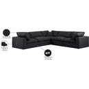  Manufacturer Color_Black -- Comfy 119" Black Linen Textured Fabric Upholstered 5 pc Modular Sectional IMAGE 11