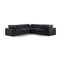  Manufacturer Color_Black -- Comfy 119" Black Linen Textured Fabric Upholstered 5 pc Modular Sectional IMAGE 1