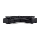  Manufacturer Color_Black -- Comfy 119" Black Linen Textured Fabric Upholstered 5 pc Modular Sectional IMAGE 1