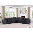  Manufacturer Color_Black -- Comfy 119" Black Linen Textured Fabric Upholstered 5 pc Modular Sectional IMAGE 2