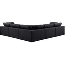  Manufacturer Color_Black -- Comfy 119" Black Linen Textured Fabric Upholstered 5 pc Modular Sectional IMAGE 3