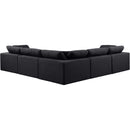Meridian Comfy Black Linen Textured Fabric Modular Sectional IMAGE 3