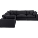  Manufacturer Color_Black -- Comfy 119" Black Linen Textured Fabric Upholstered 5 pc Modular Sectional IMAGE 4