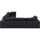  Manufacturer Color_Black -- Comfy 119" Black Linen Textured Fabric Upholstered 5 pc Modular Sectional IMAGE 5