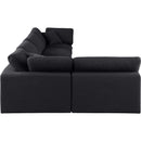  Manufacturer Color_Black -- Comfy 158" Black Linen Textured Fabric Upholstered 5 pc Modular Sectional IMAGE 10