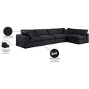  Manufacturer Color_Black -- Comfy 158" Black Linen Textured Fabric Upholstered 5 pc Modular Sectional IMAGE 16