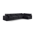  Manufacturer Color_Black -- Comfy 158" Black Linen Textured Fabric Upholstered 5 pc Modular Sectional IMAGE 1