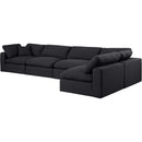  Manufacturer Color_Black -- Comfy 158" Black Linen Textured Fabric Upholstered 5 pc Modular Sectional IMAGE 2